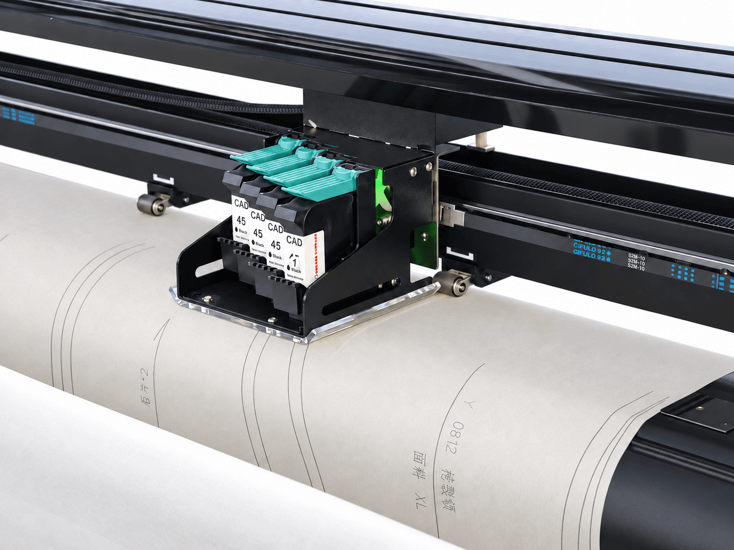 HP45 printhead carriage printing garment patterns
